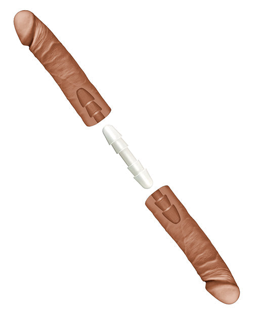 Doc Johnson Realistic Dildo | 16" Big Dildo | Double Dildo | Large Dildo | Caramel Giant Dildo - Awesome Adult Toys 