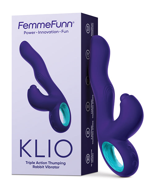 Femme Funn G Spot Vibrator | Klio Triple Action Rabbit Vibrator | Dark Purple Clit Vibrator | Best Vibrator for Women - Awesome Adult Toys 