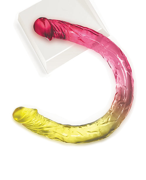 Shades Giant Dildo | Jelly TPR Realistic Dildo | Gradient Double Dildo | Yellow Pink Dildo - Awesome Adult Toys 