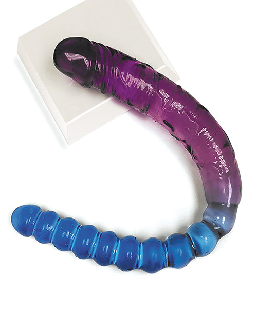 Shades 17" Big Dildo | Jelly TPR Giant Dildo | Gradient Double Dildo | Blue-Violet Large Dildo - Awesome Adult Toys 